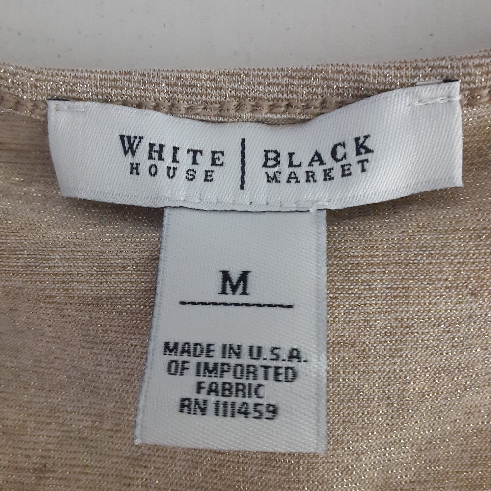 White House Black Market WHBM Sleeveless Gold Metallic Holiday Christmas Top EUC - Picture 3 of 11